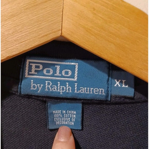 NWT Vintage Polo Ralph Lauren Black Long Sleeve Polo Shirt Red Pony Logo Size XL - Picture 5 of 8